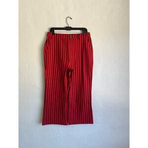 Anthropologie English Factory Woman Red Striped Cotton Pants, Size Medium